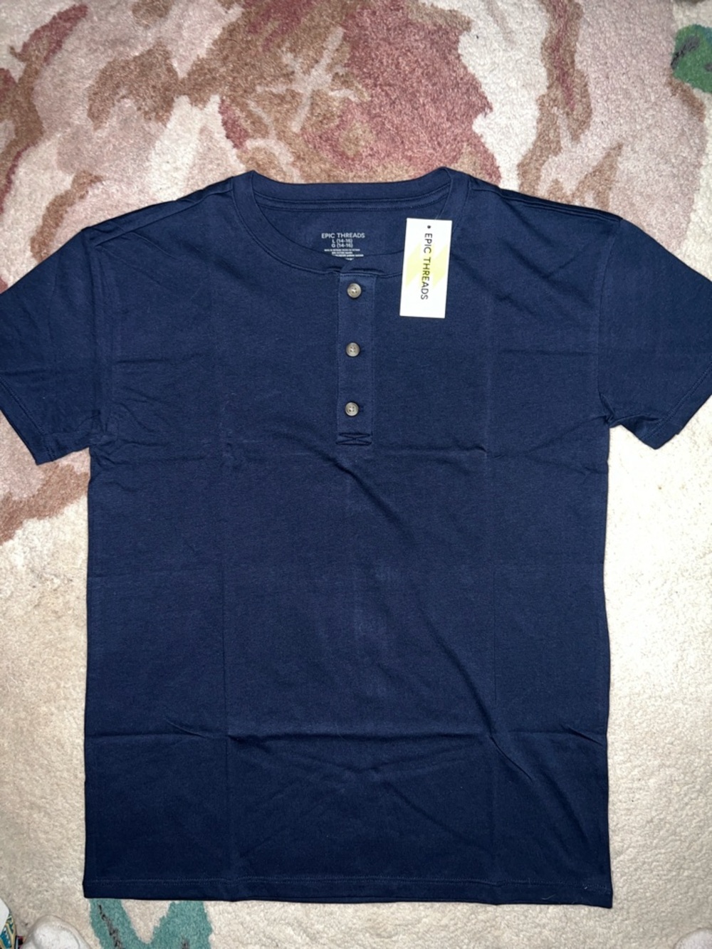NEW Boys Epic Threads Navy Short Sleeve Henley Tee